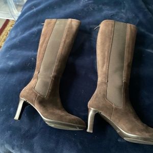 Aquatalia Size 7 Brown Suede Tall Boots, Weatherproof